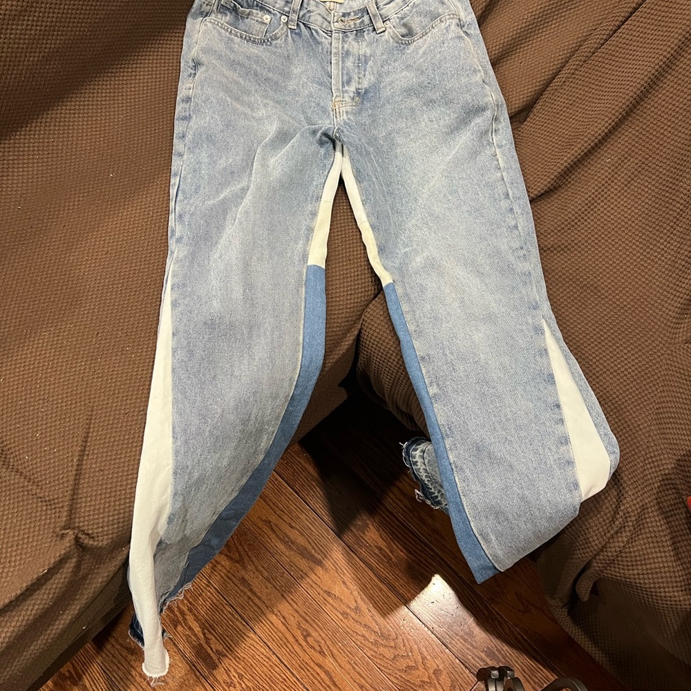 Gallery Dept Blue and White Flare Jeans